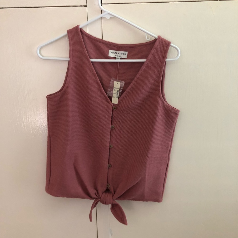 Madewell button down tie-front tank